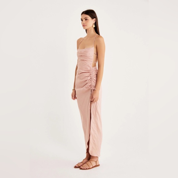 💫HP‼️💫 NWT Revolve RUMER THE LABEL “Loulou” Linen Maxi Dress in Prima, Sz Medium - Picture 3 of 11